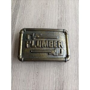 Vintage 1978 Baron PLUMBER Occupation Brass Belt Buckle size 3"x 2"